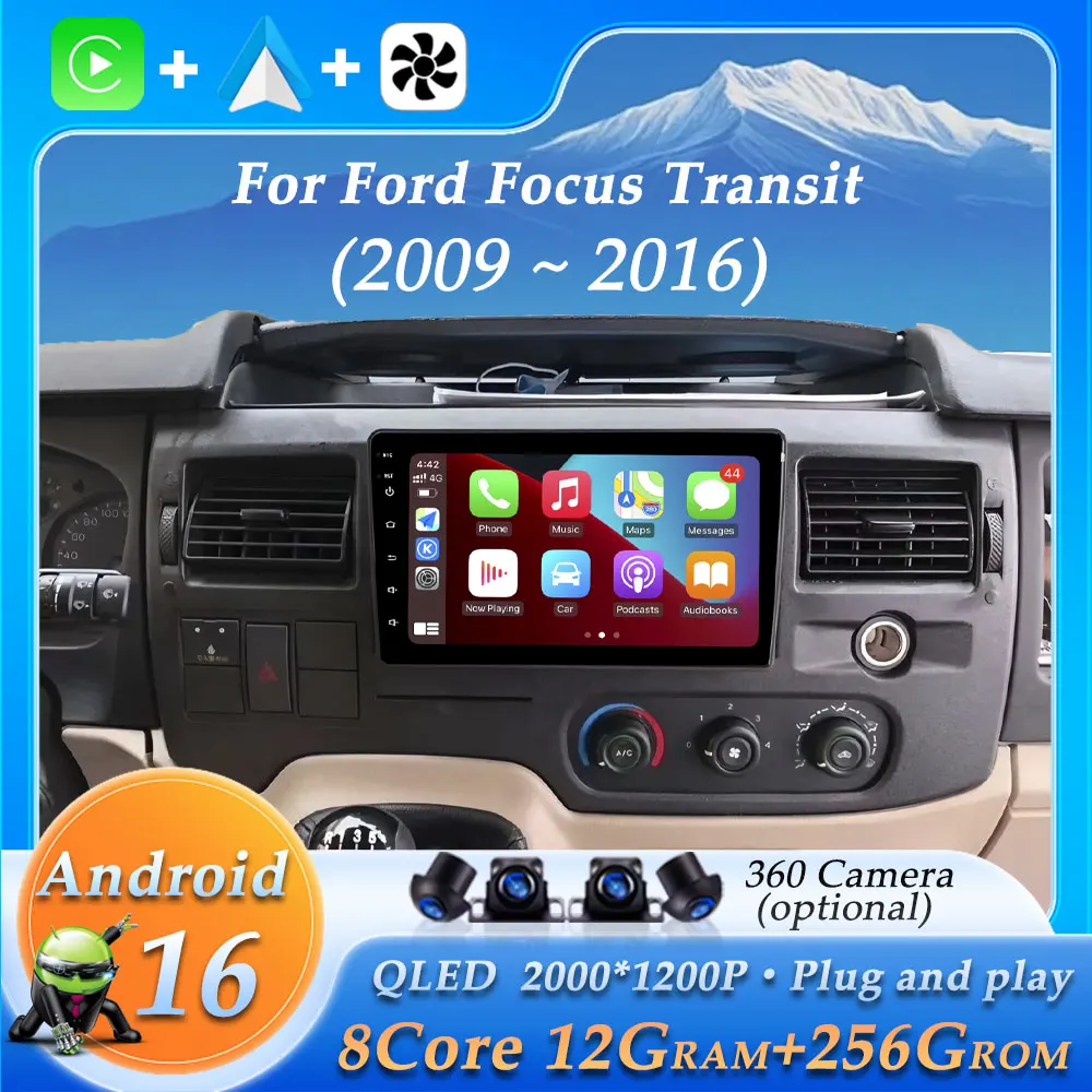 

For Ford Focus Transit 2009 - 2016 Car Radio Stereo GPS Navi Wireless CarPlay WiFi 4G Audio Video Multimedia BT Player Head Unit