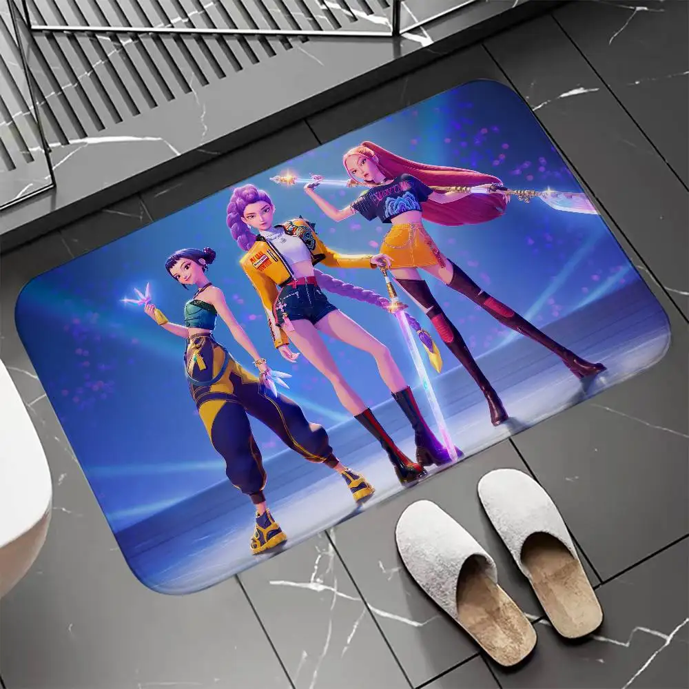 

K-Kpop Demon Hunters Floor Mat Entrance Doormat Bath Mats Non-slip Mat Carpets Carpet Entrance of House Custom Kitchen Foot Mat