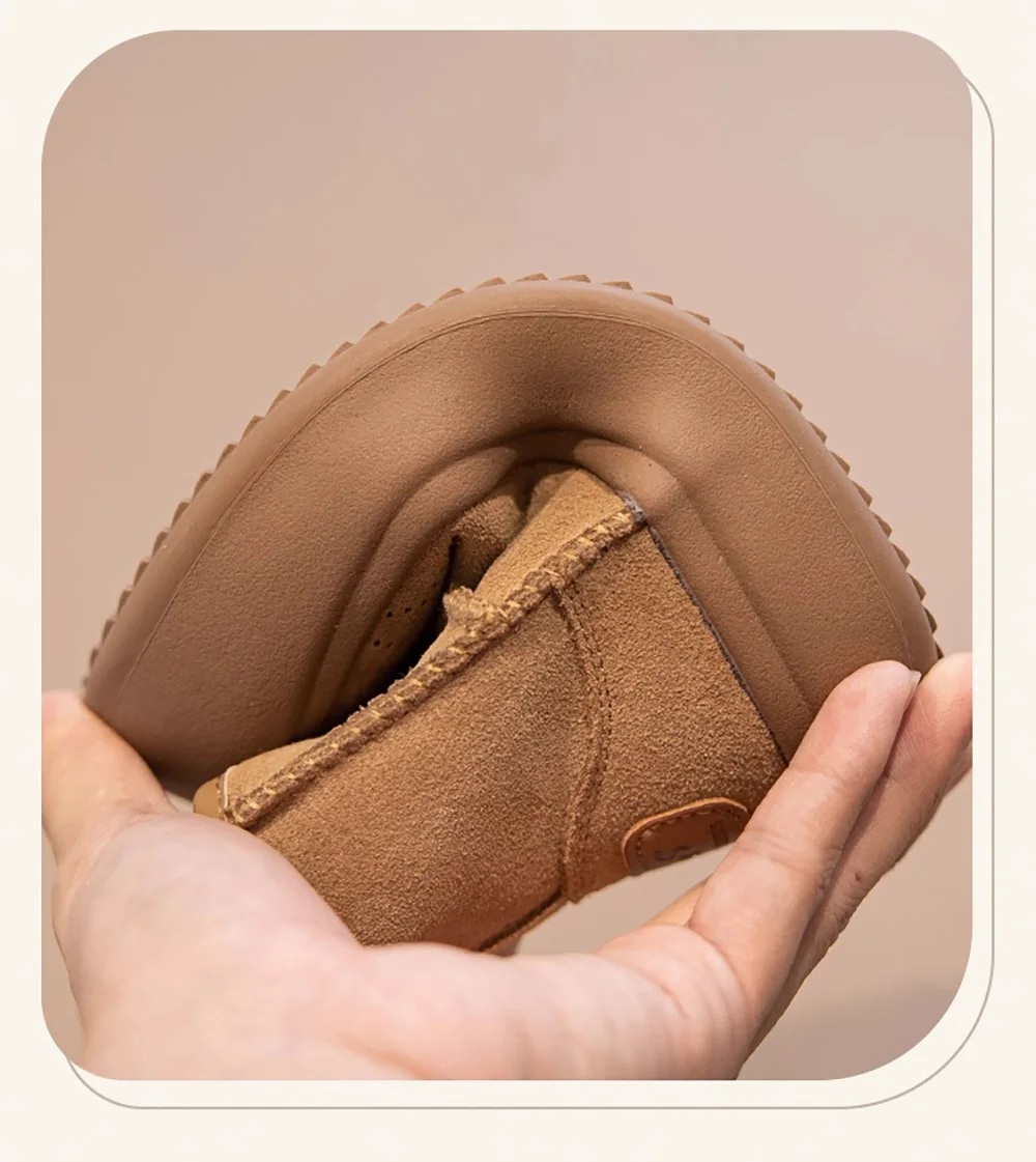 Stivali da neve invernali per bambini Stivali in peluche da ragazza vintage in pelle PU per ragazzo Scarpe in cotone per bambini con suola morbida impermeabili