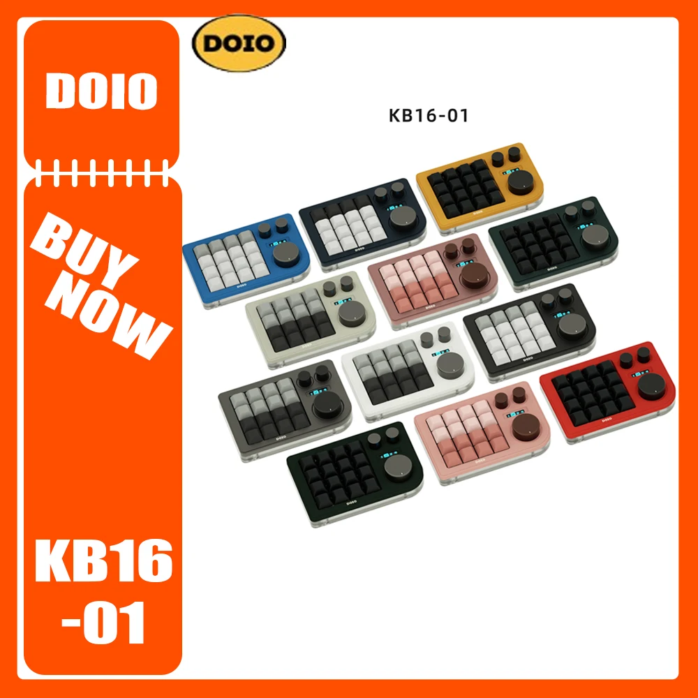 DOIO Kb16-01 Mini Keyboard 16 Keys 3 Knob Wired Mechanical Keyboard Customized Keyboard Accessory For Computer Gamer Designer