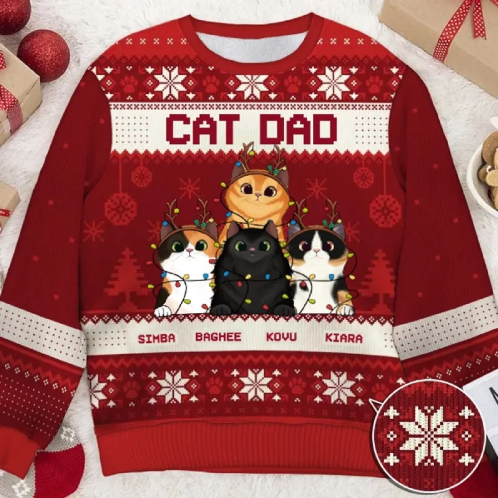 

Новый осенне-зимний уродливый рождественский пуловер, забавный 3D свитшот с принтом кошки и собаки, модные вечерние топы унисекс с длинными рукавами