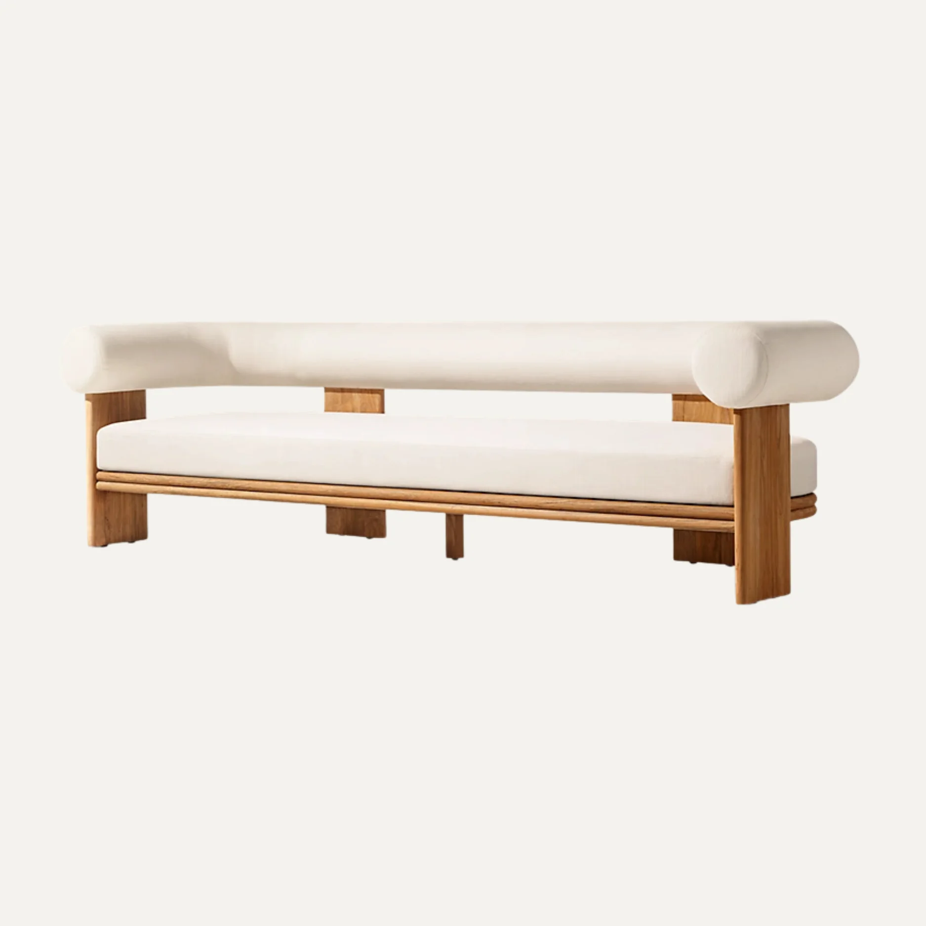 Four Seasons Hotel Surf Club Teak Wood Three Seat Minimalist Outdoor Garden Sofa Durable Eco-Friendly Waterproof High-Density