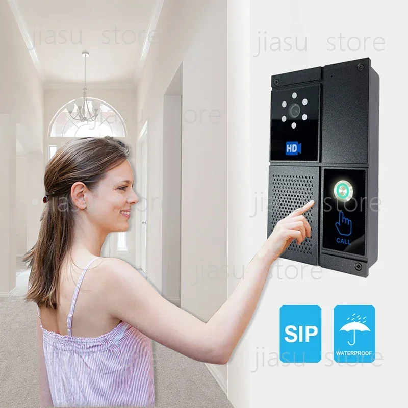 HD Smart SIP Video Intercom Waterproof Touch Screen Doorbell Night Vision Anti Strike Home Office Control System
