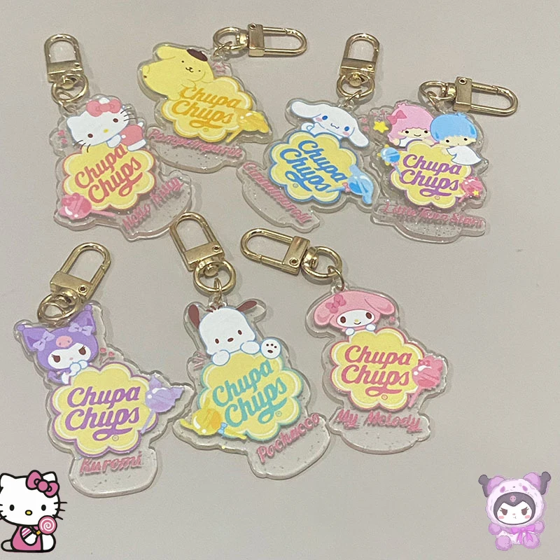 Sanrio Acrylic Pendant Keychain Hello Kitty Kuromi Cinnamoroll Pochacco Pompompurin Key Chain Pendant Acrylic Toy Gift For Girls