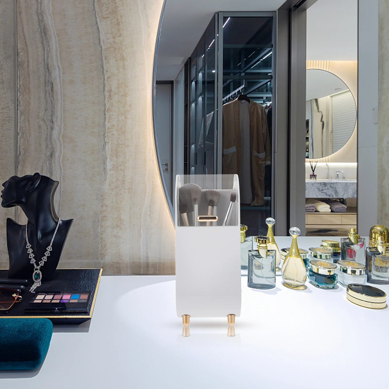 1Pcs Makeup Brush Storage Bucket Brush Holder ABS Plastic Eyebrow Pencil Organizer Desktop Beauty Storage Box