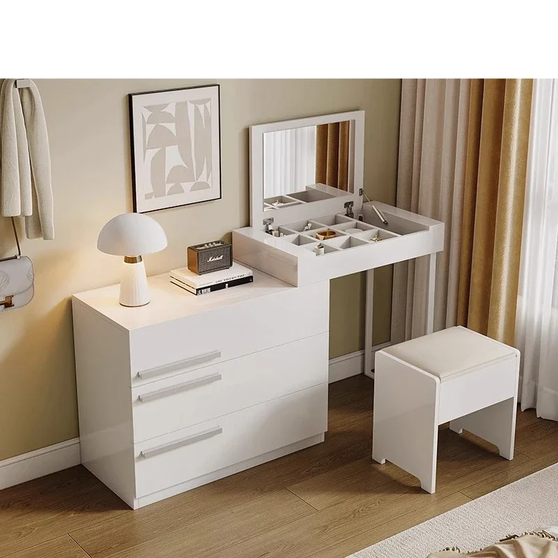 Simple modern paint dresser bedroom small apartment clamshell makeup table multi-functional telescopic