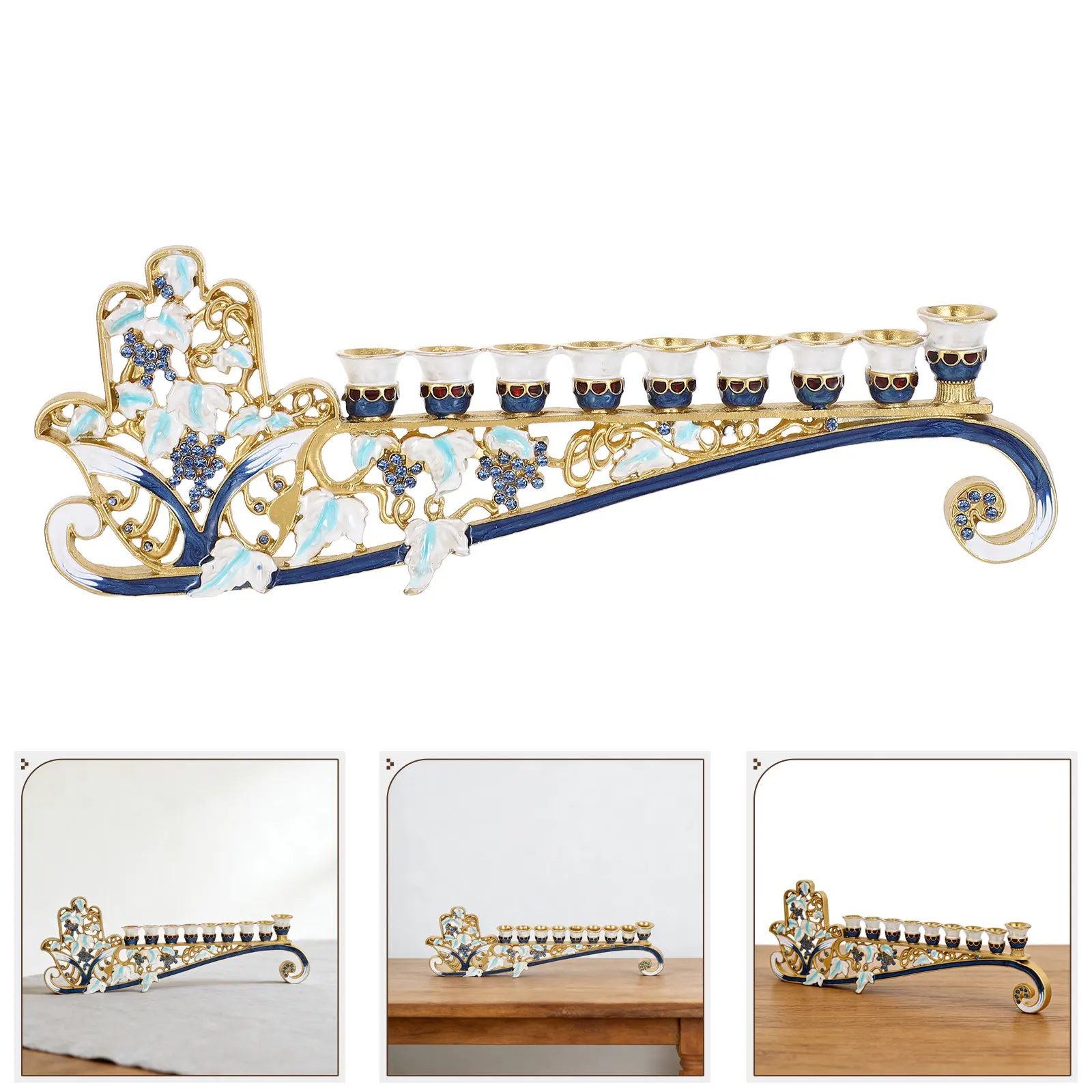 

Металлическая эмалированная ханукаха на 9 свечей, менаора из сплава, еврейский декоративный настольный центральный элемент, 2300x600x600 см