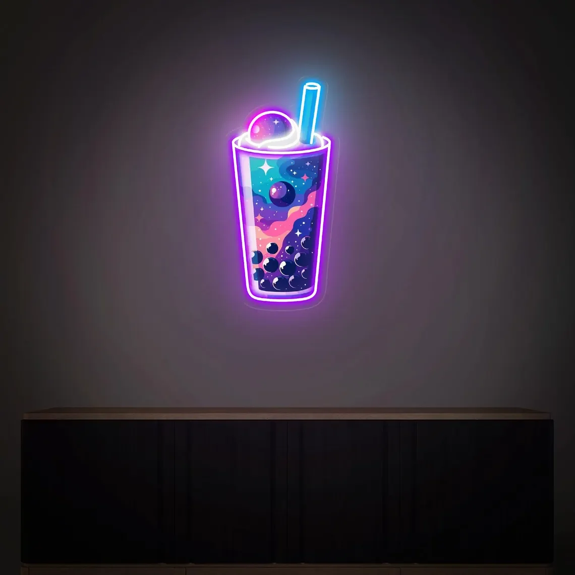 Tea Neon Sign Drink Business Shop Wall Decor Milk Tea Neon Sign Star In Cup Neon UV Print Acrylic Sign Coffee Bar Shop Wall Sign