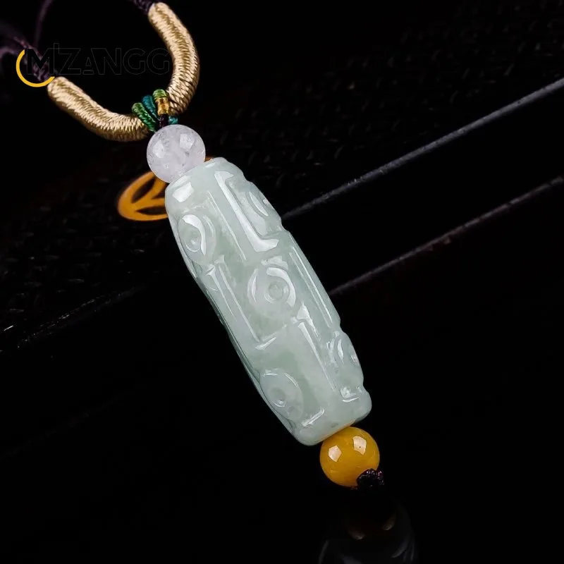 

Natural Jadeite Nine-eyed Celestial Bead Pendant Hand-carved Exquisite Luxury Ice-type Jadeite Necklace Men's and Women's Gift