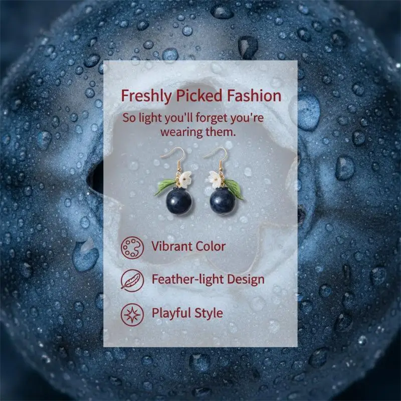 Niedliche Frucht-Blumen-Blatt-Ohrringe Blaubeere Zitrone Orange Traube Erdbeere Granatapfel Ohrringe Damen Modeschmuck Geschenke – Detail 3