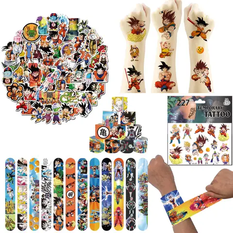 Anime Dragoned Ball Party는 슬랩 팔찌를 선호합니다. 문신 스티커 어린이를위한 생일 Goodie Bag 필러 선물 베이비 샤워 파티 Sup
