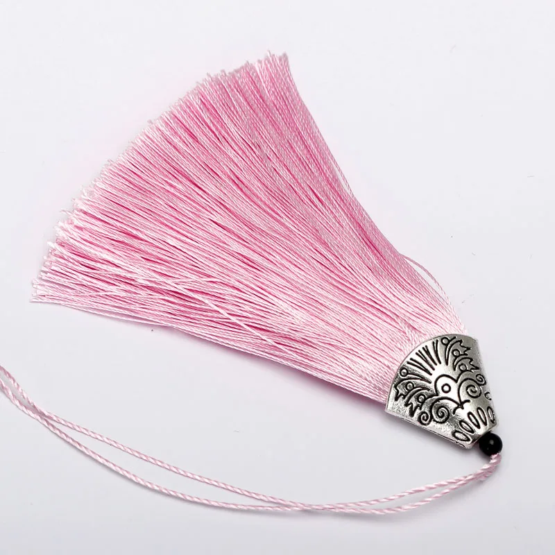 5 sztuk 8cm kolorowe jedwabne Tassel dla biżuterii kolczyki DIY Making Tassel z czapki kolczyki frędzle w stylu boho akcesoria zawieszki charmsy DIY