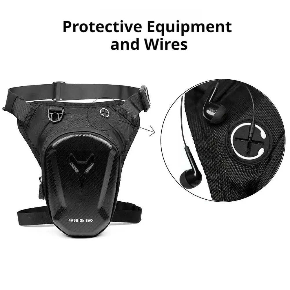Hard Shell Motorcycle Leg Bag Waterproof Adjustable Strap Thigh Waist Crossbody 3-in-1 Moto Rider Storage Pouch For Cycling