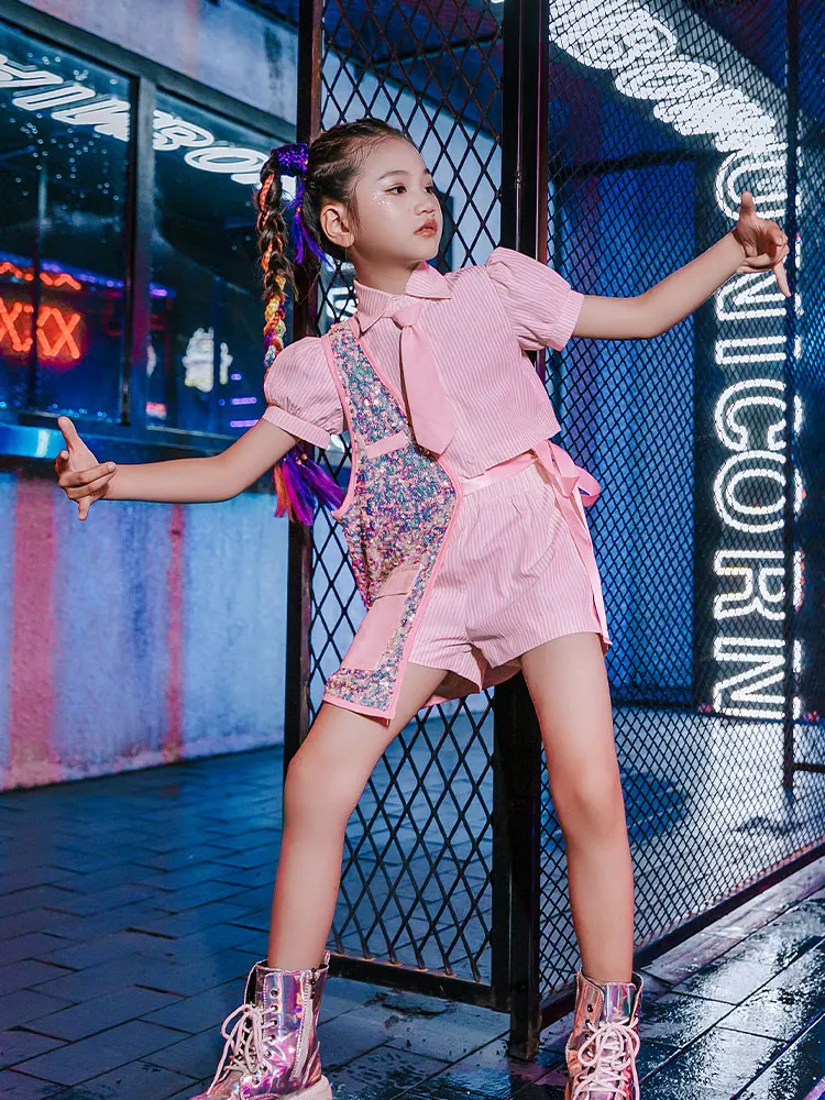 Children's Cool And Handsome Street Dance Hip Hop Fashion Girls' Jazz Performance Suit Set Clothing Cool