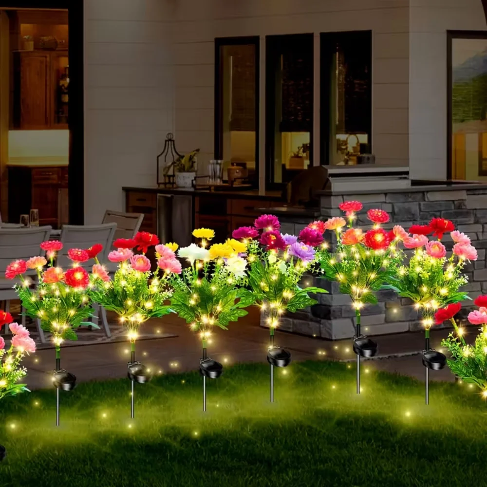 Solar Flower Lights LED Garden Stake Lamps for Outdoor Walkway Courtyard Landscape Lighting Yard Decoration