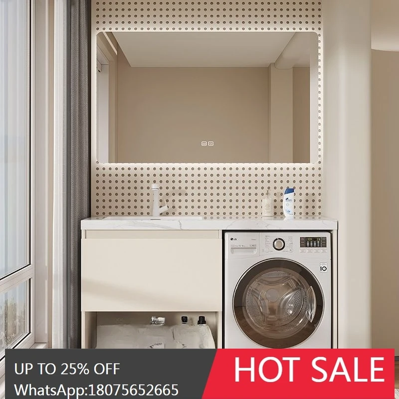 

SGF Balcony Rock Board Seamless Ceramic Integrated Basin Laundry Cabinet Intelligent Open