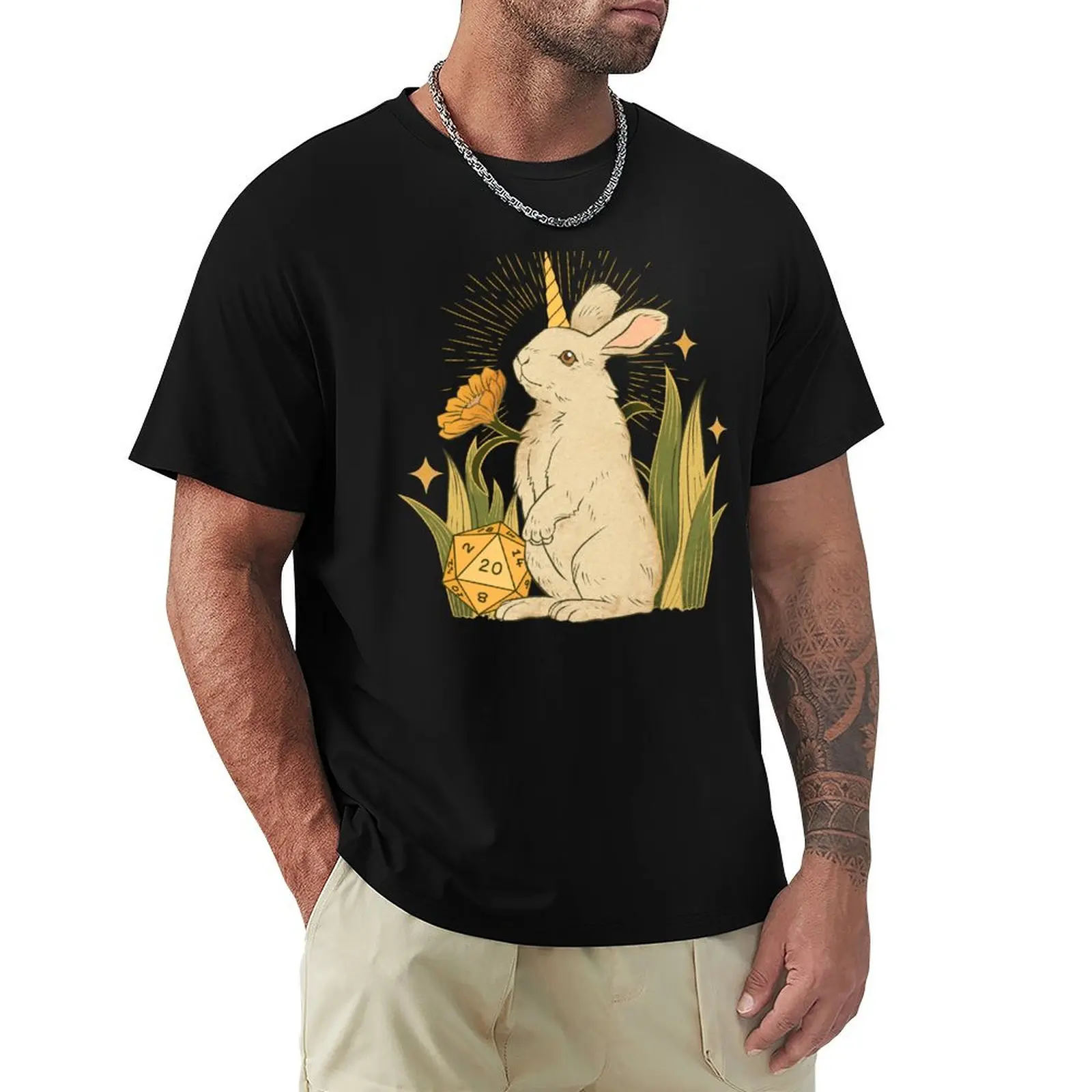 

ALMIRAJ DND DICE: Cute Rabbit D20 dice. T-Shirt clothes graphics blanks men clothes