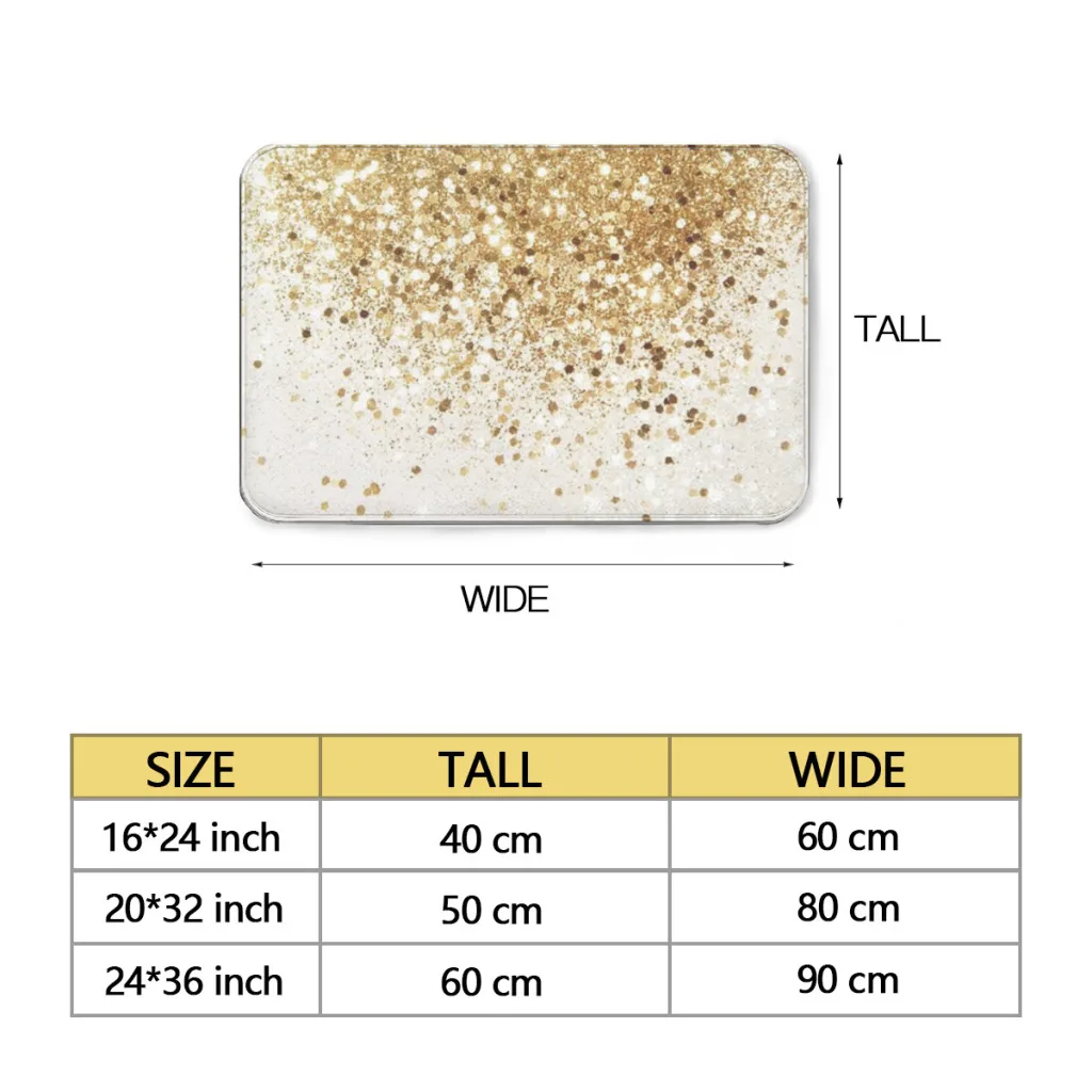 Gold  A Bath Mat Set Modern Art Textured Pattern Home Carpet Bathroom Decor Floor Rugs Toilet