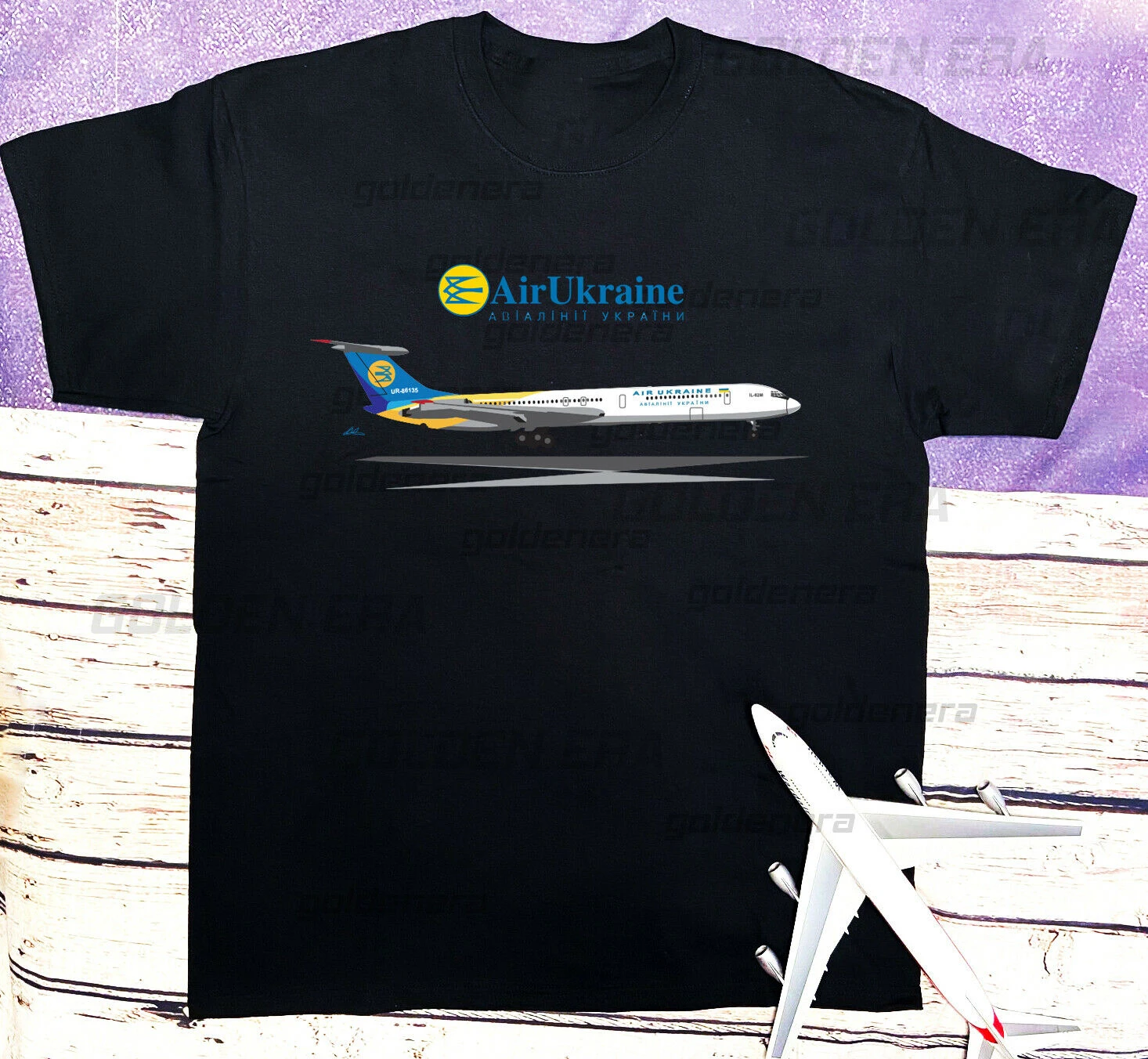 Custom Ukraine Ilyushin IL-62M Civil Airliner Art Premium Casual T-Shirt. Cotton Short Sleeve O-Neck Mens T Shirt New S-3XL