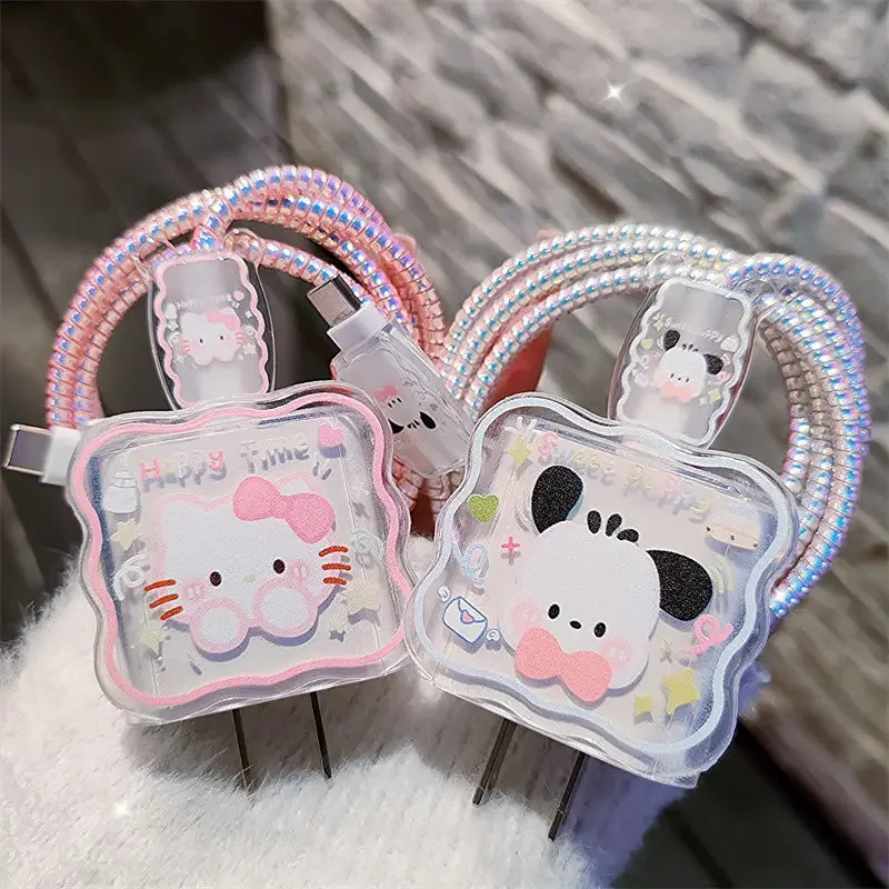 

Sanrio High Quality Hello Kitty Pachacco Charger Cable Protective Cover and Wrap Kit for Apple 18W 20W Charger Adapter Set Gift