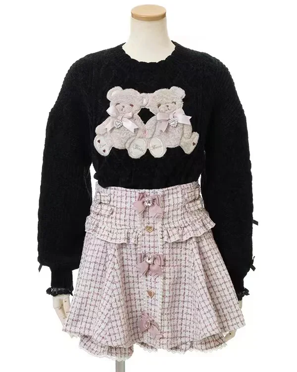 

Japanese Mine Mass-Produced Woolen Shorts Suspender Skirt Women Lolita Sweet Cute Girls Short Skirts Kawaii A- Line Mini Skirt