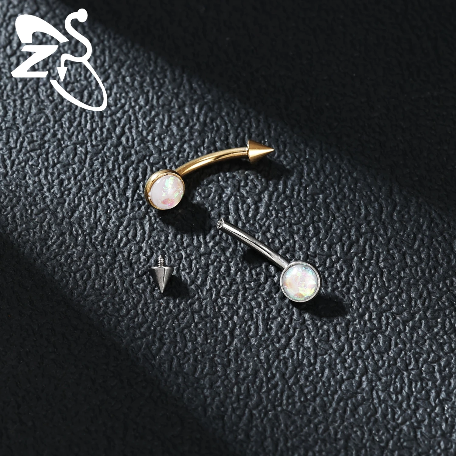 ZS 1 Piece Curved 16G/18G Stainless Steel Eyebrow Ring 6/8/10MM Butterfly Flower Shape Eyebrow Piercing Helix Cartilage Jewelry