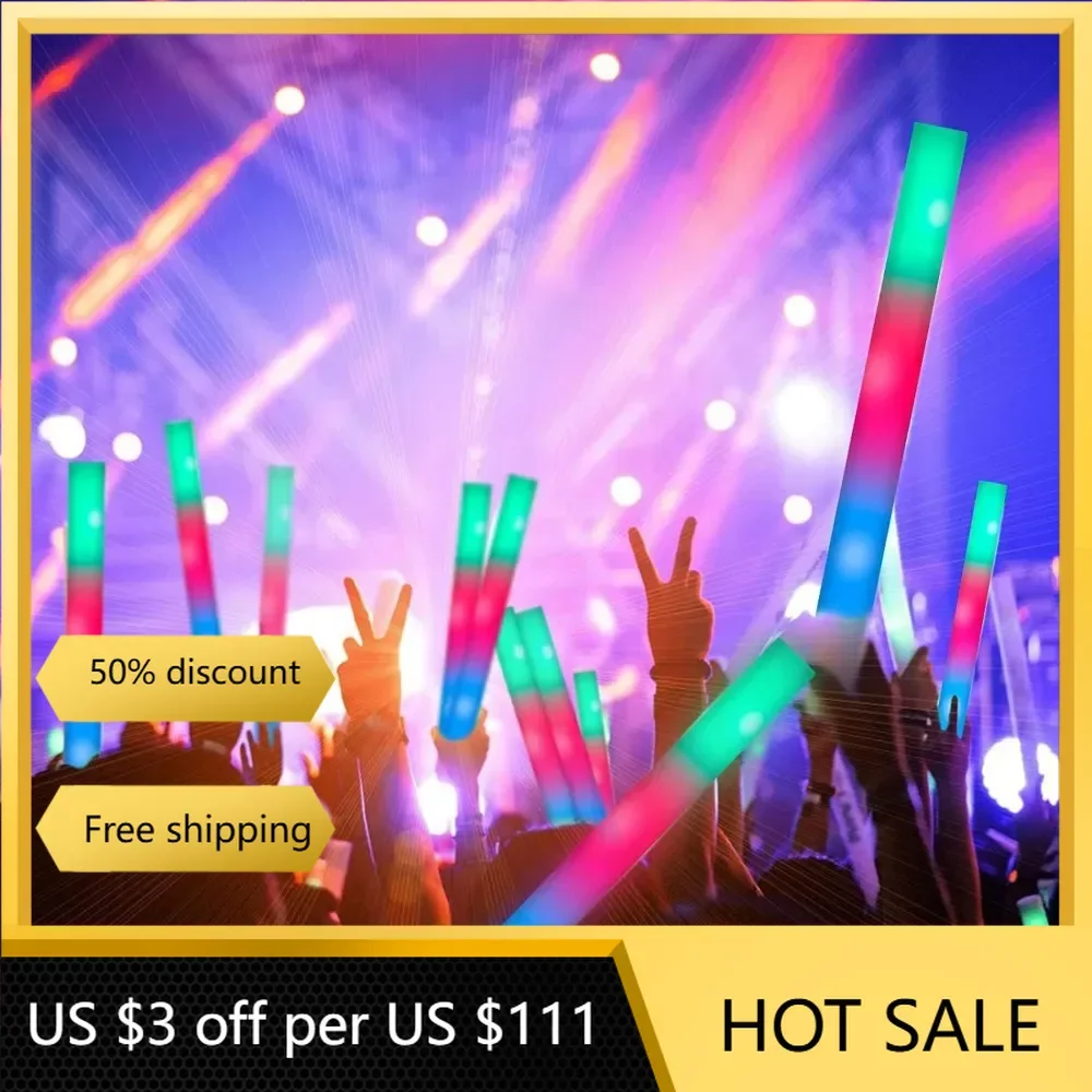 

Glow Sticks Bulk, 200Pcs LED Foam Sticks, Foam Glow Sticks for Wedding with 3 Modes Colorful Flashing Glow Party Supplies