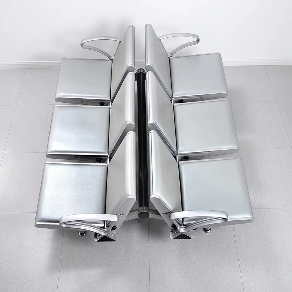 Multi-seater Stainless Steel Airport Waiting Chairs PU Cushions, Public Benches Suitable for Hospitals and Stations Airport Use