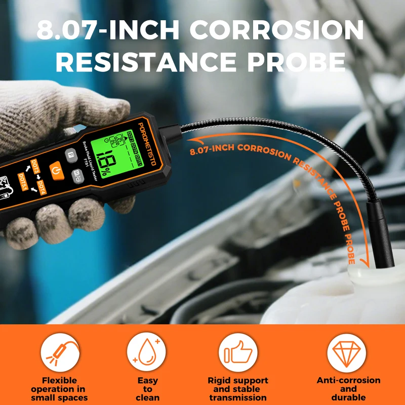 FT01 Digital Brake Fluid Tester Auto Car Brake Oil Moisture Detector Tester for DOT3/DOT4/DOT5.1 with Backlight Flexible Probe - view 5