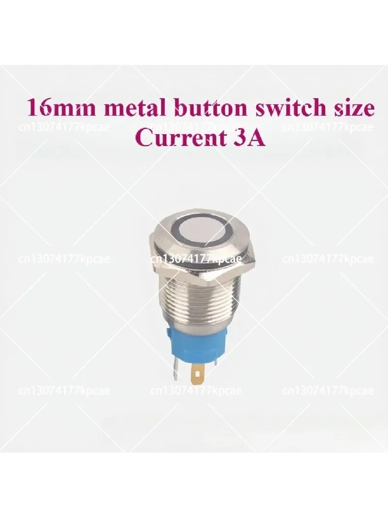 2Pcs 16mm Illuminated Metal Push Button Switch, 12V/24V Self-Reset Jog Start-Stop Control Switch with 15cm Wiring Harness Socket