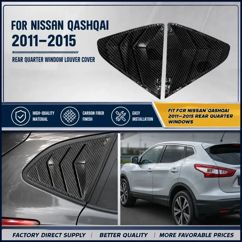 For Nissan Tiida 2011-2015 Rear Triangle Window Louvers Carbon Fiber Style Decorative Trim Accessories Auto Exterior Styling
