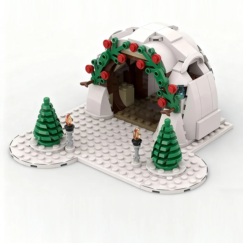 Modelo de películas de estrellas, ladrillos de construcción MOC, casa de hielo navideña, tecnología Modular, regalos de vacaciones para niños, juguetes para montar, traje