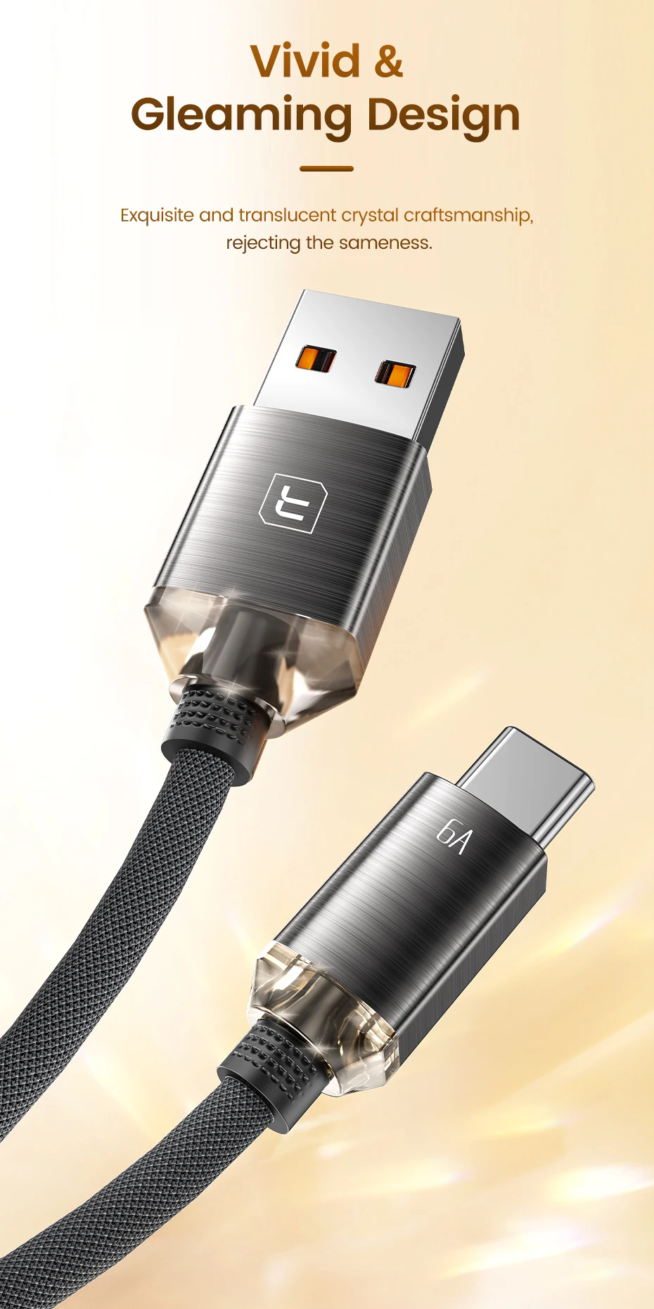 Toocki 100W USB A to USB Type C Cable for Huawei Honor Samsung Xiaomi Redmi iPhone 17 16 6A USB to Type C Charger Cord Data Wire