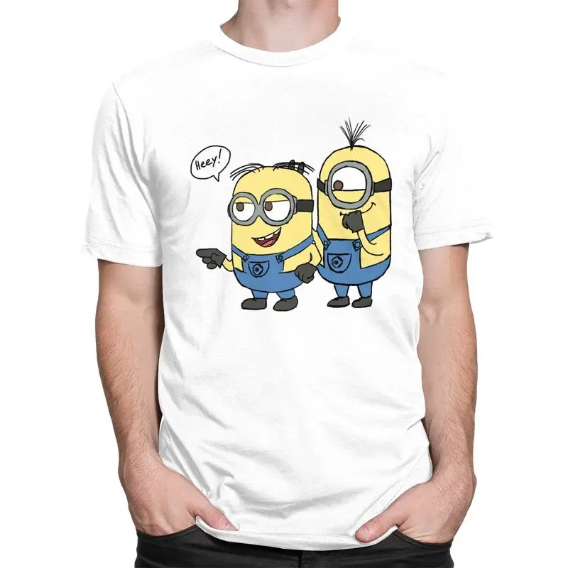 Custom Minions Anime Cartoon T Shirts Men 100% Cotton Tee Tops Tshirts Short Sleeve T-shirt Clothing