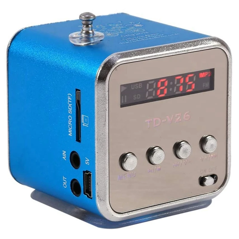 TD-V26 Digital Mini FM Radio Speaker Receiver With LCD Stereo Loudspeaker Support Micro-TF Card Mp3 Music Player