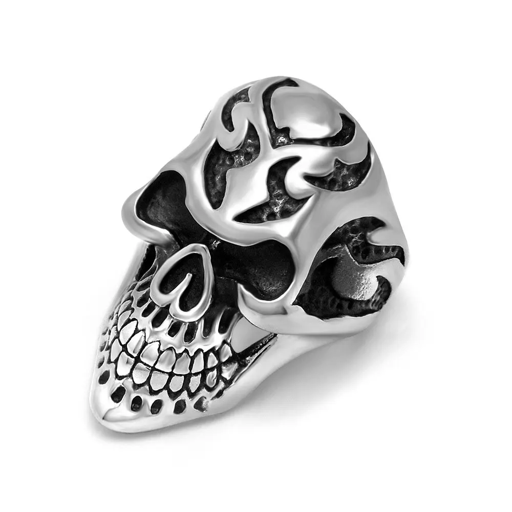 1PCS European and American Skull Personality Alternative Rock Hip-Hop Stainless Steel Non-Fading Ring Men's Street Style Cool Finger Ring
