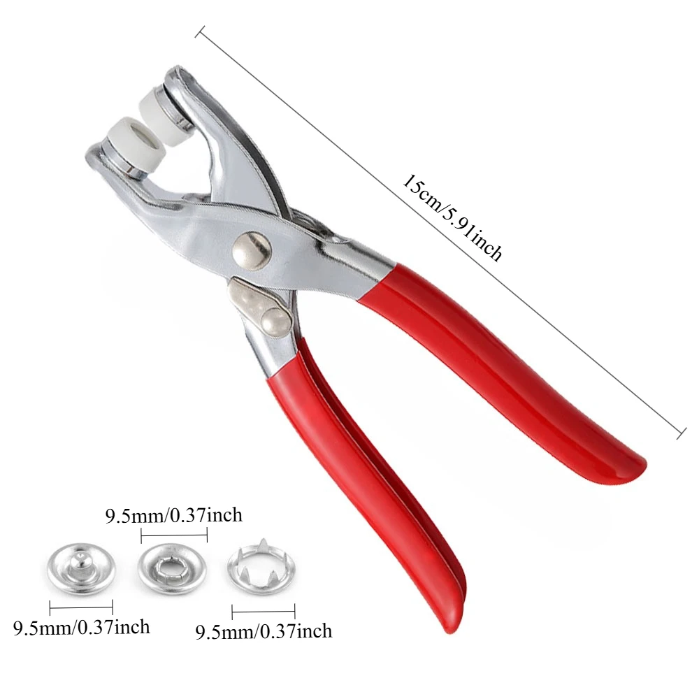 9.5mm Snap Button Pliers Kit with Metal Prong Rings Fastener Rivets for DIY Sewing Clothing Leather Craft Repair Tool DIY Use - view 6