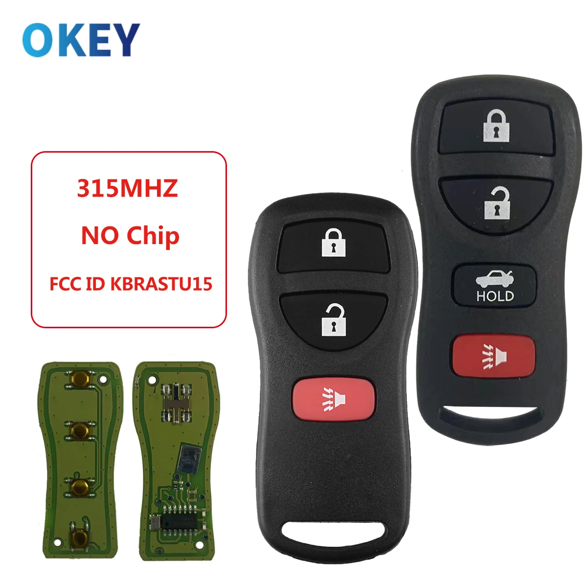 Okey-llave remota para coche, 315Mhz, 3/4 botones, para Nissan/Infiniti Frontier Murano Armada Pathfinder Versa Altima Maxima Xterra KBRASTU15