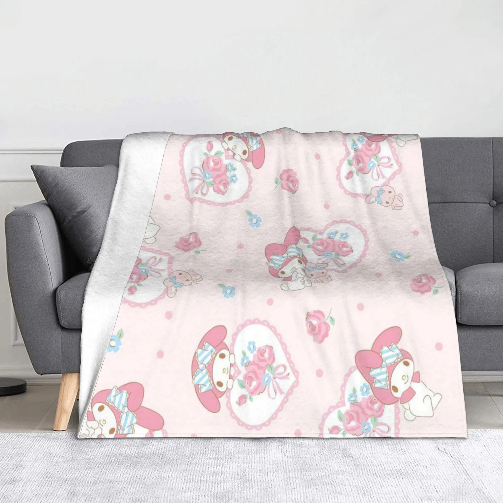 

Милые одеяла с героями мультфильмов «Моя мелодия», флисовые забавные теплые одеяла для покрытия стула, дивана, весна-осень