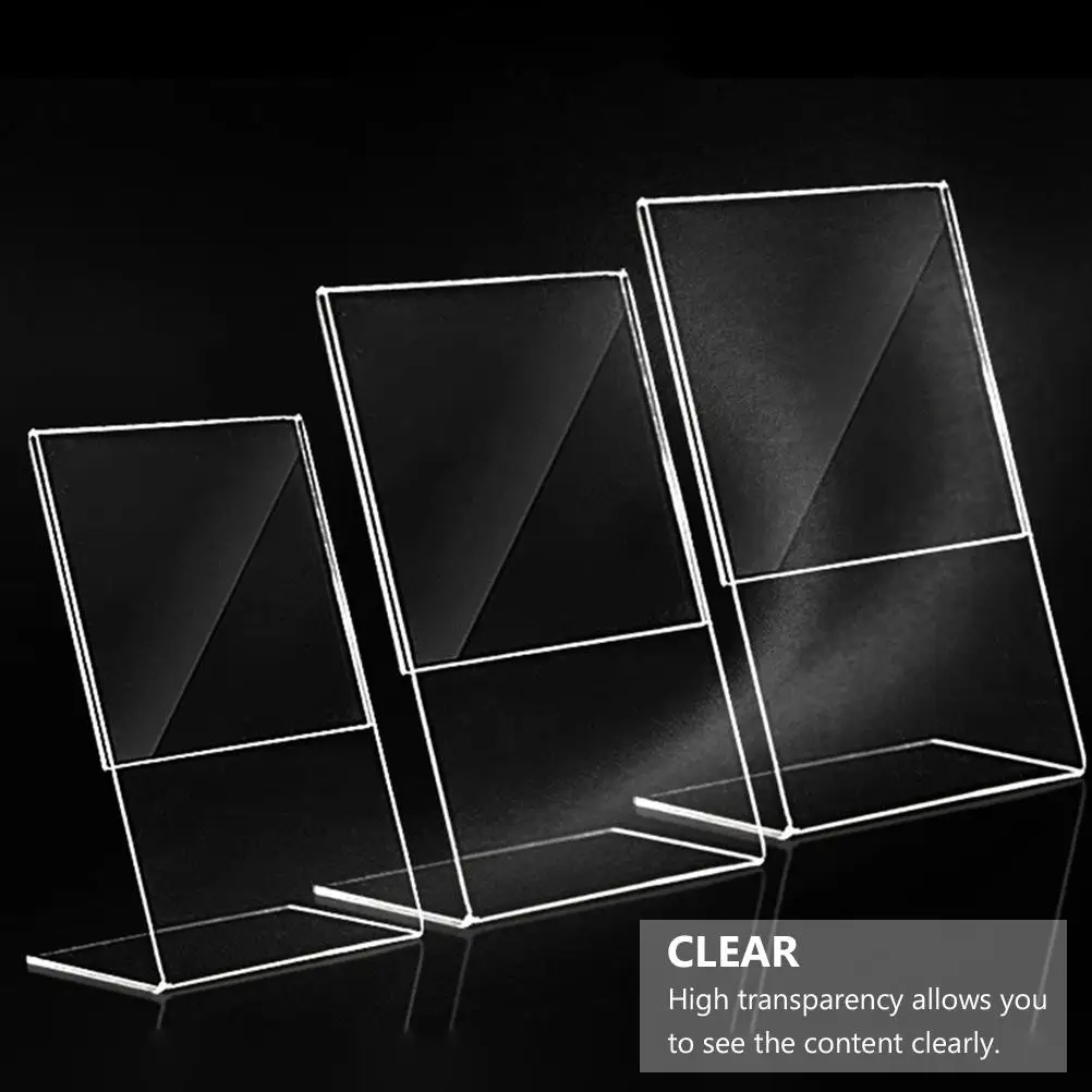 2 Pcs Acrylic Display Board Menu Holder Stand Poster Sign Desktop Transparent
