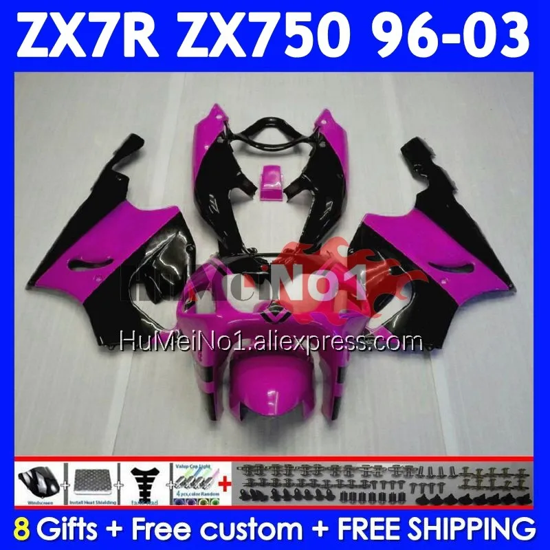 Body Kit For KAWASAKI NINJA ZX 7R 7 R 750 211No.129 Pink black ZX750 ZX-7R ZX7R ZX-750 1996 1997 1998 1999 00 01 02 03 Fairing