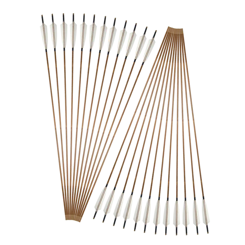 

6/12pcs Archery Bamboo Arrow Traditional Handmade Diameter 8mm 5" Turkey Feathers for Bow Longbow Shooting Hunting Accessories