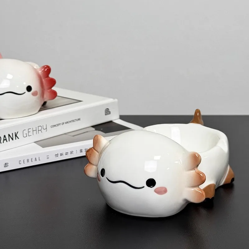 Cartoon Ceramic Ashtray Handmade Ceramic Cute Pet Ornament Painted Splash Proof Design Home Office Hotel Desktop Decoration Gift
