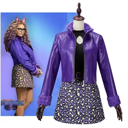 Monster High Clawdeen Wolf Cosplay Costume for Womens Halloween Carnival Roleplay Uniform Pearl Necklace Skirt