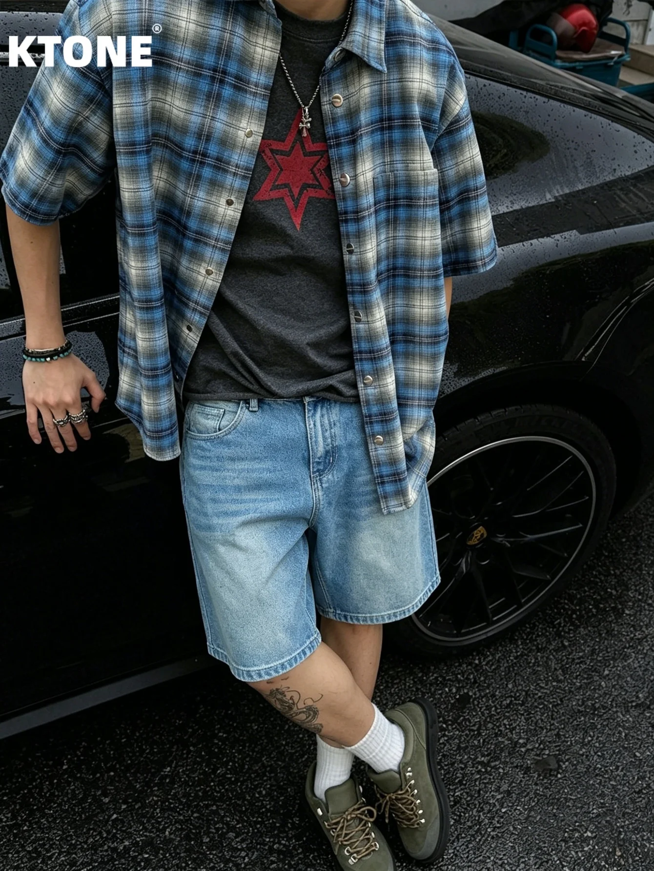 

Men Loose Non‑Stretch Casual Denim Shorts No accessories or belts included