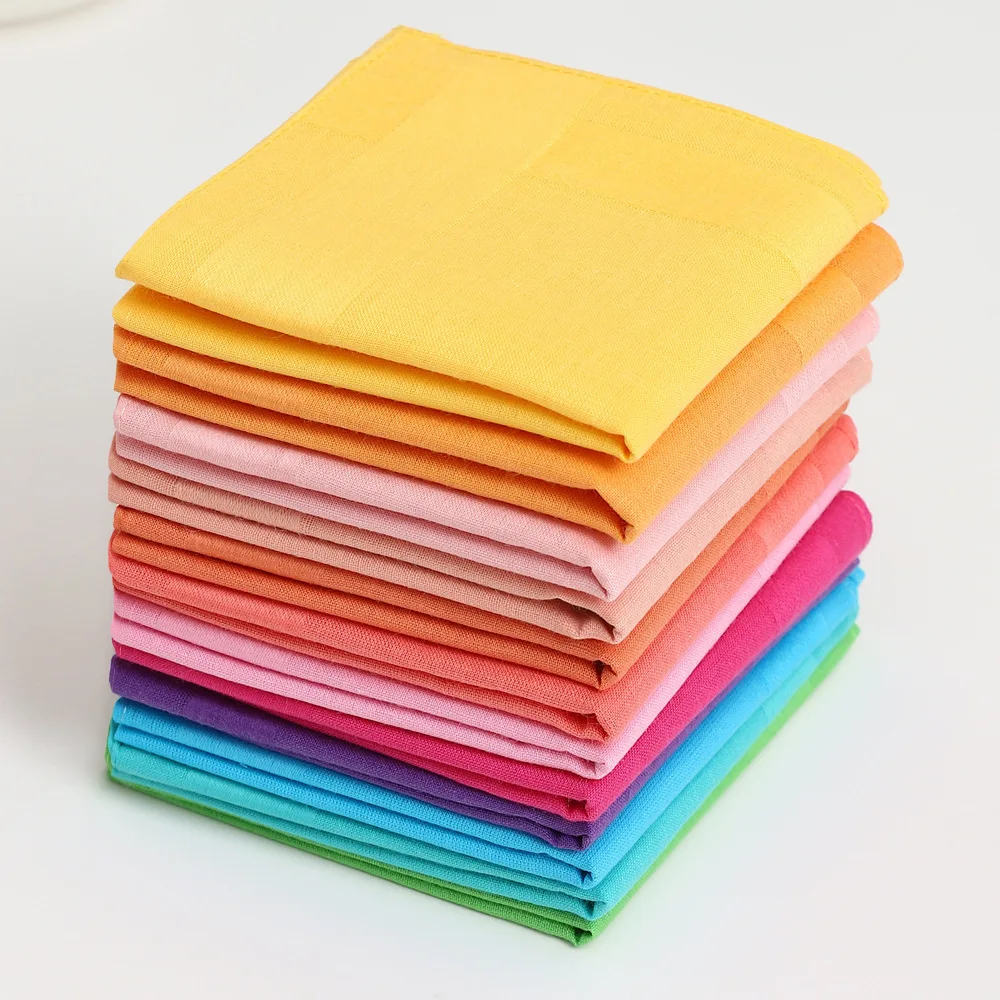 12 Stück reine Baumwolle, hochwertiges, schlichtes Satin-Taschentuch, Herren-Business-Taschentuch, Hochzeitsgeschenk, 40 x 40 cm