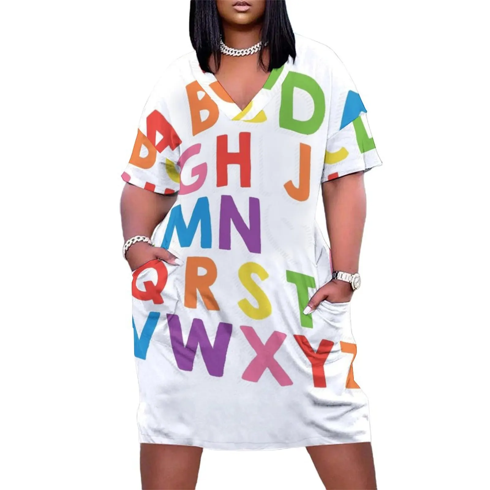 T-shirt graphique I Love You Alphabet, parfait pour les maternelles, les enfants d'âge althet les enseignants! Robe à poches adt, robes