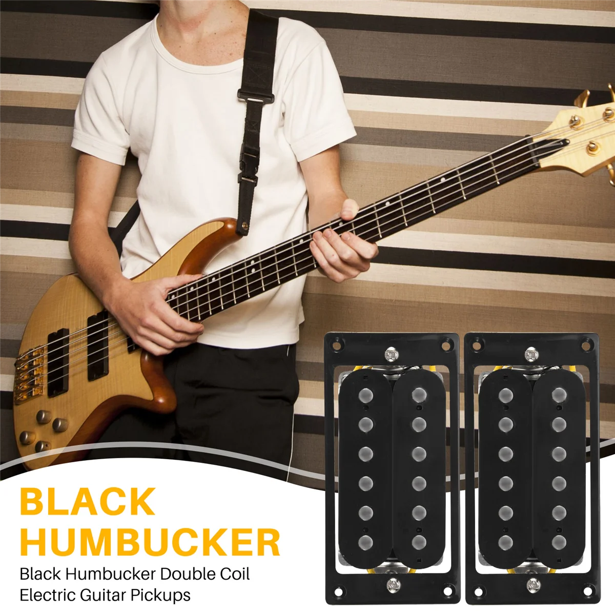 2 pezzi (1 set) Pickup per chitarra elettrica Humbucker a doppia bobina neri + vite per telaio CALDO