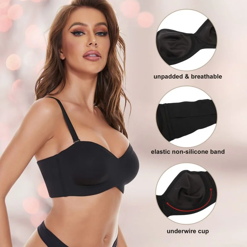 Soutien-gorge sans bretelles réfléchissant pour femme, soutien-gorge en promotion, poignées, sangle amovible