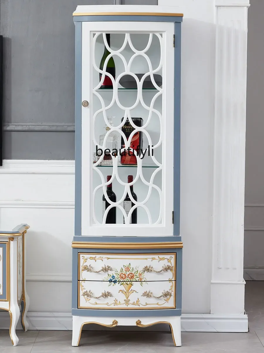 

European style wine cabinet painted single door double door living room decoration cabinet light luxury display cabinet